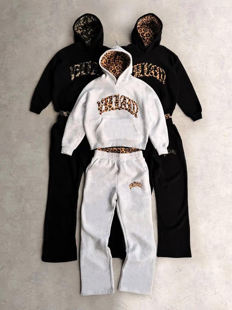 Men's Tracksuits 2026 Tracksuit Men Clothing Vintage Embroidered Leopard Print Street Casual Hoodie Trendy Double Waist Unisex
