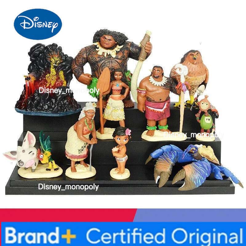 Disney 10pcs/set Cartoon Moana Princess Legend Vaiana Maui Chief Tui Tala Heihei Pua Action Figure Decor Toys for Kids Birthday Gift H260105