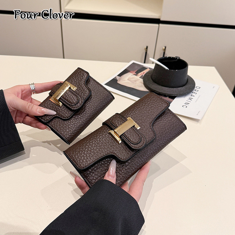Multi-functional long wallet, new women's printed money clip, tri-fold multi-card holder card case, retro luxury wallet, essential commuter men&#