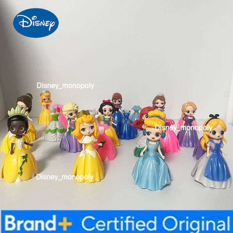 Disney Hot 24pcs Girls Princess Toys Mermaid Alice Cinderella Clothes Dress Changing DIY Action Figure Toy Girl Gift H260105