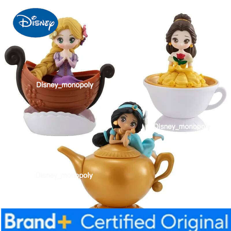 Disney 3Pcs/Set Princess Figures Snow White Ariel Cinderella Twisted Egg Toy Model Doll Belle Rapunzel Jasmine Ball Kids Gift H260105