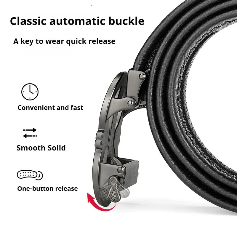 Fashion belt for men alloy buckle high quality PU leather automatic belt adjustable ratchet business casual mens belt 260104