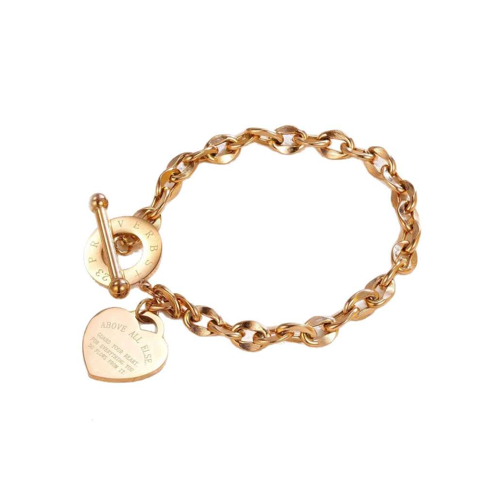 Free Shipping Women's Chain Bracelet Hot Sale Europea America INS Heart Stailess Jewelry Persoality Versatile Buckle Tredy Titaium Steel snap but