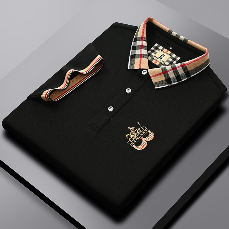Brand Designer Clothes New Style Turn-Down Collar Polo Shirt Business Embroidery Light Luxury Casual Color-Block Men's Cool Short-Sleeve T-Shirt