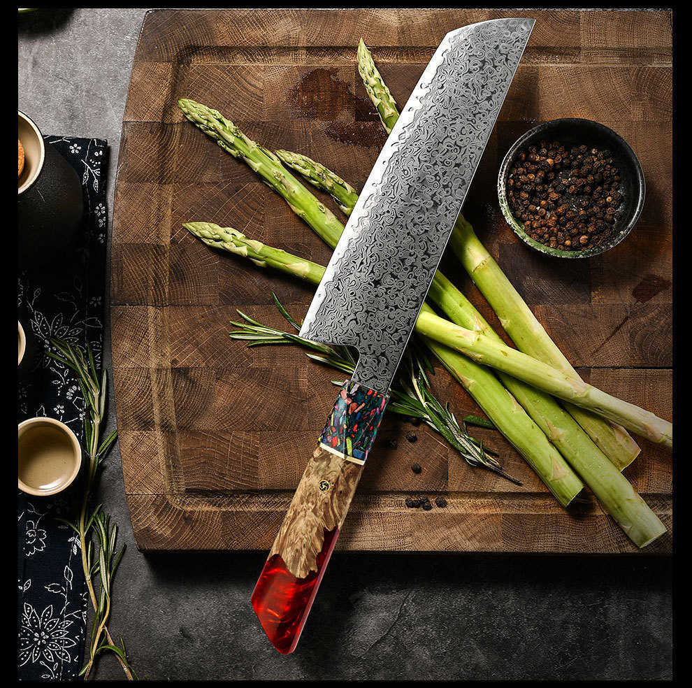 Damascus steel Japanese-style kitchen knife, chef's knife, slicing knife, multi-purpose knife, household knife, slicing tool, AUS10 steel X241102