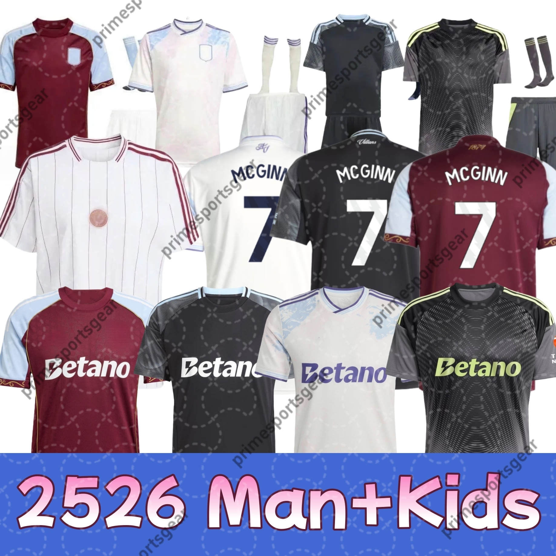XXXL 4XL Mens top 25 26 Aston goalkeeper BAILEY MALEN soccer jersey home away third 2025 2026 villa McGINN ONANA WATKINS KONSA MARTINEZ Men kids kit football shirt set