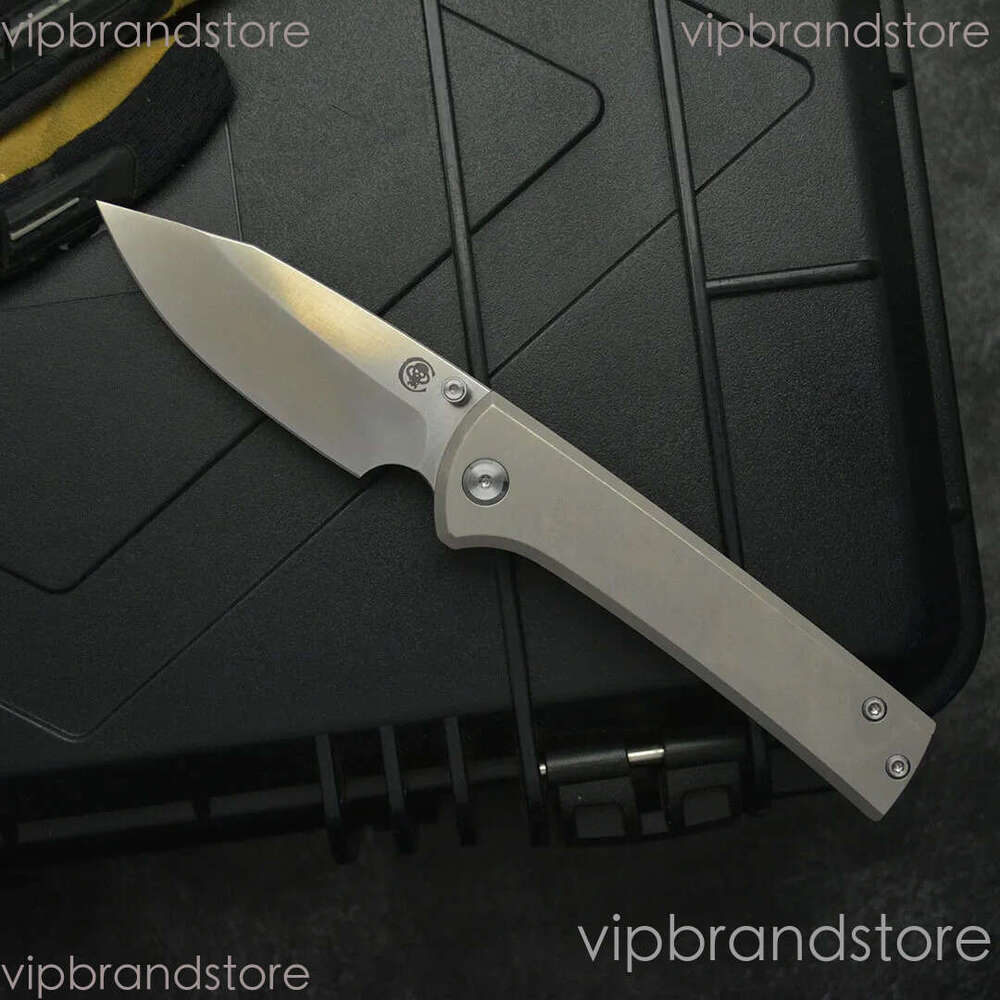 2Models Limited Edition Chaves Folding Knife 3.23 M390 Satin Clip Point fixed blade knife Blade, Titanium Handles