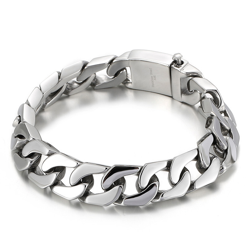 New jewelry designer's Korean minimalist men's Cuban chain bracelet - stainless steel and titanium steel adjustable travel bracelet, street style jewelry