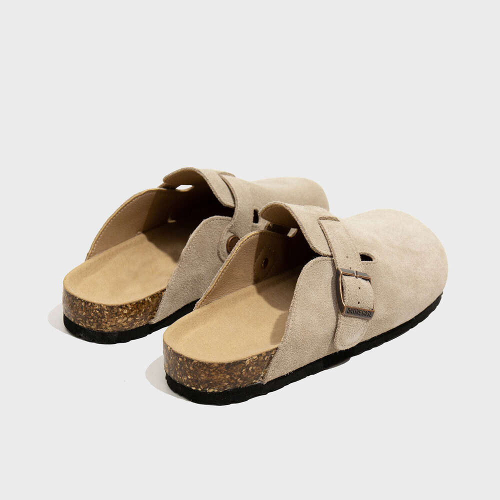 2025 Leather Fleece-Lined Closed-Toe Outdoor Lazy Half Couple Men And Women Autumn Winter Furry Slippers fashion - view 7