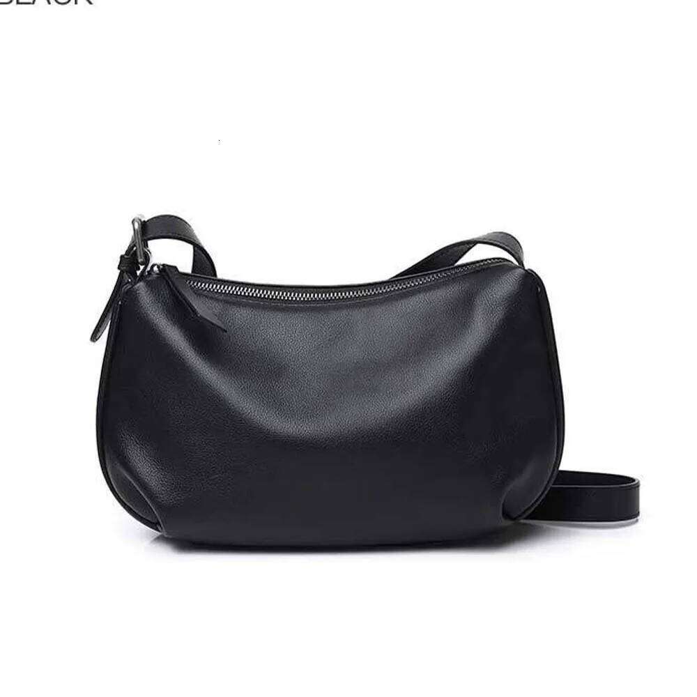 Motingsome Frist Layer Cowhide Handbag Women Saddle Purse Shoulder Fashion Satchel Lady Daily Bags Black Tote LEMON KOKO