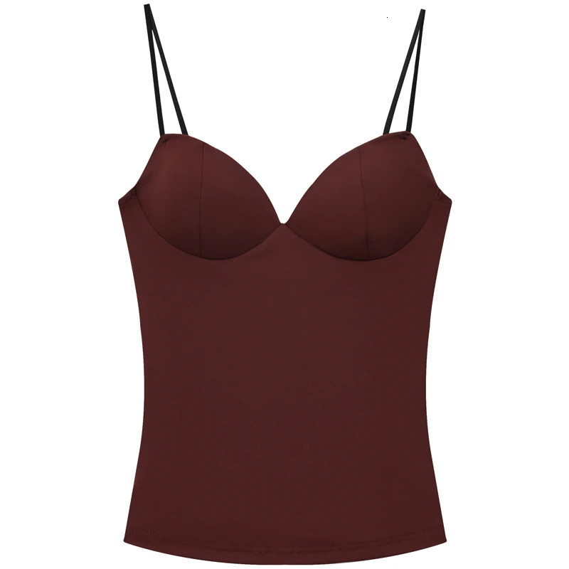 HXAO Burgundy Slip Top Women Summer Sexy Corset Tanks Camis Fashion Sleeveless Backless Bra Chic Elegant Bustier Camisole 260104 - view 3