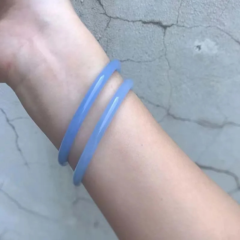 Natural Jade Solid Color Thin Bangles Retro Simple Glass Bracelet woman Fashion Womens Casual China Jewelry Gifts 260104 - view 4