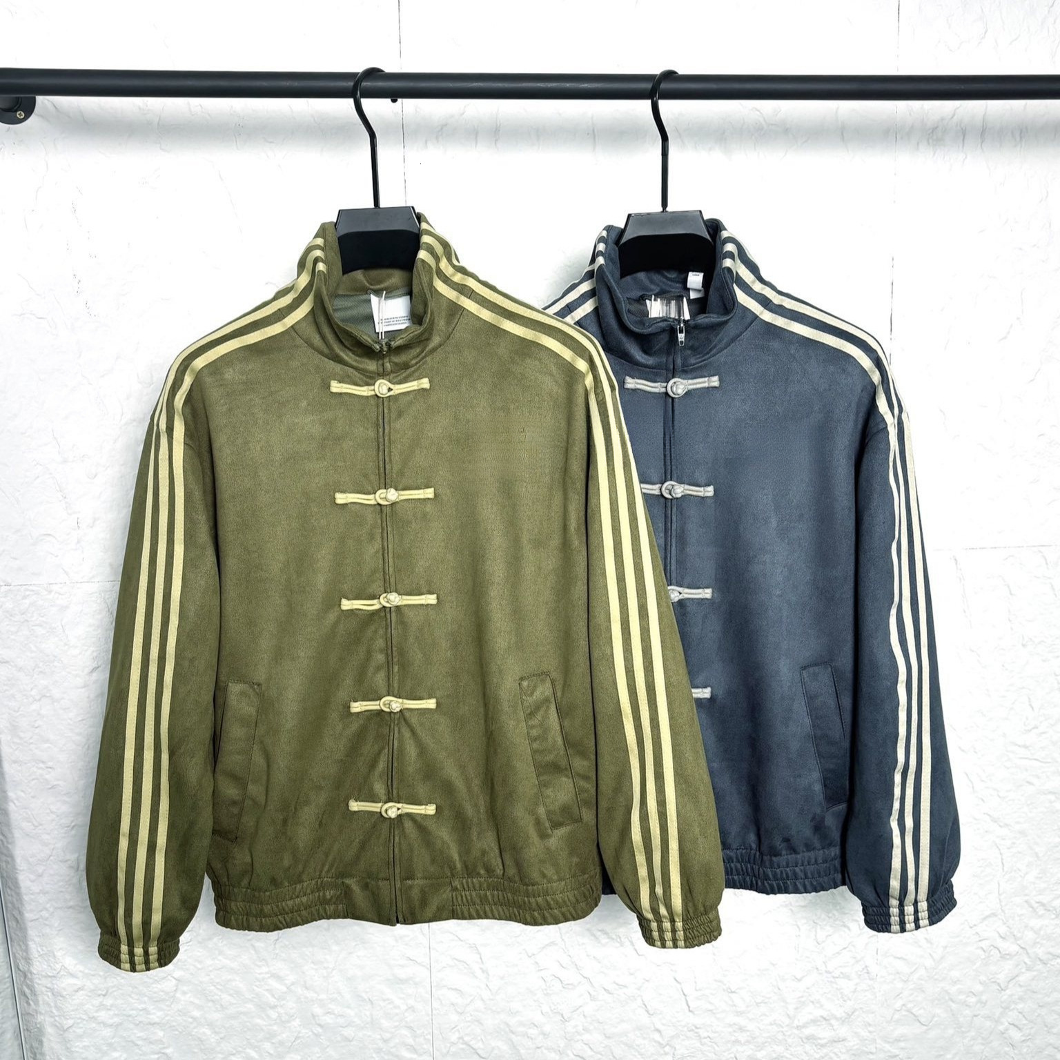 Men's Designer Pilot Jacket Fleece-Lined Letter Embroidery Chinese-Style National Sporty Stand Collar Button Placket Autumn Baseball Jacket Spring Tang Suit