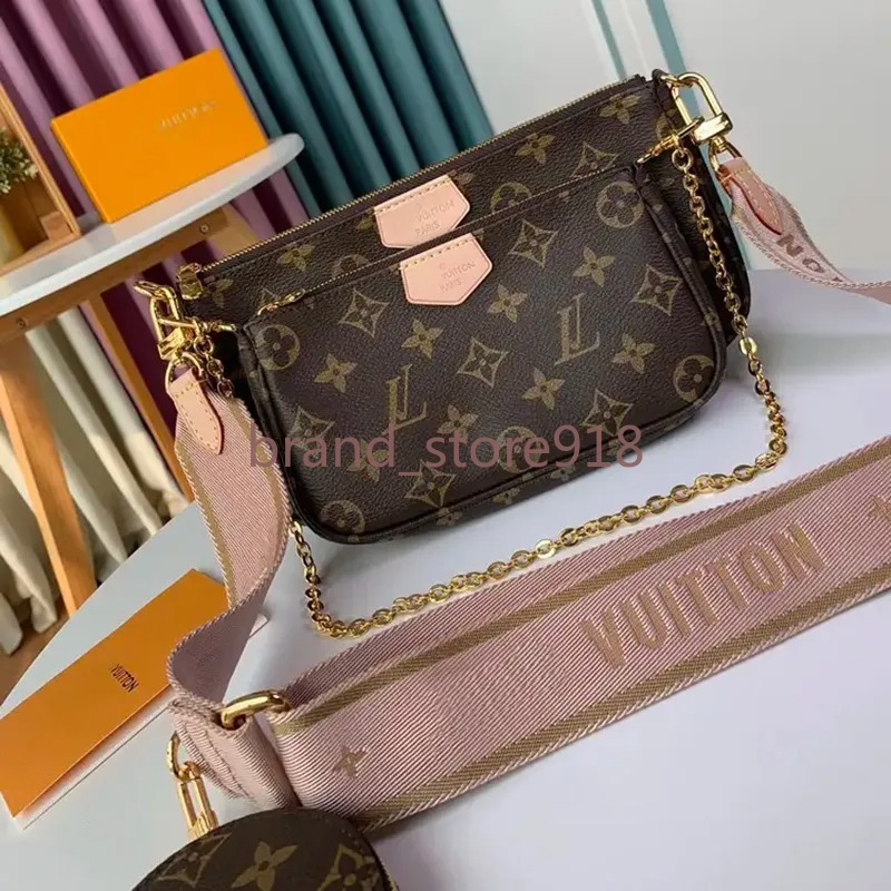 Luxury Printed Leather Shoulder Bags for Women Designer Embossed Handbag Premium Chain Brown Armpit Bag