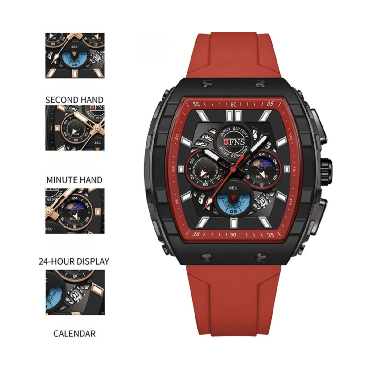 2026 Luxury Watch Men Anti-scratch Tonneau Waterproof Multi-Function Watch Trendy Calendar 3-eyes 6-pin Watch Original Watch Design Watch Factory Dire
