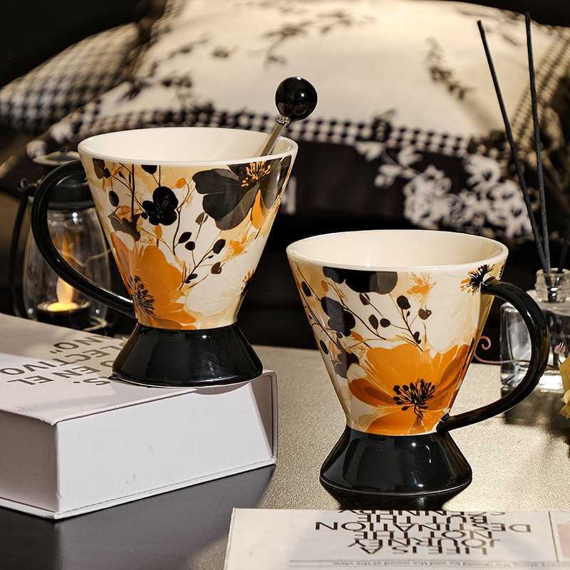 Luxury 2025 New H Family Scepter Series Coffee Cup 250ml Mosaic Handheld Couples Cup Family Breakfast Milk Cup Y250913