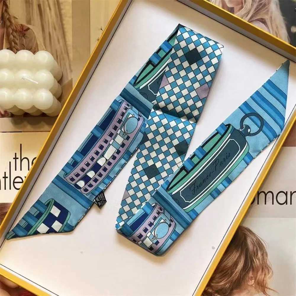 Printed Silk Scarf for Wen Summer Lightweight Neck Scarf Collar Bandana Bag Str Decorative Present Gift Accories Y260104