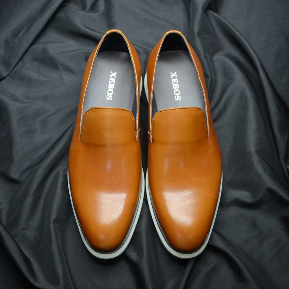 Classic Mens Solid Whole Cut Genuine Leather SlipOn Loafers Casual Dress Shoes y Office Social Business Sneakers Man 260104