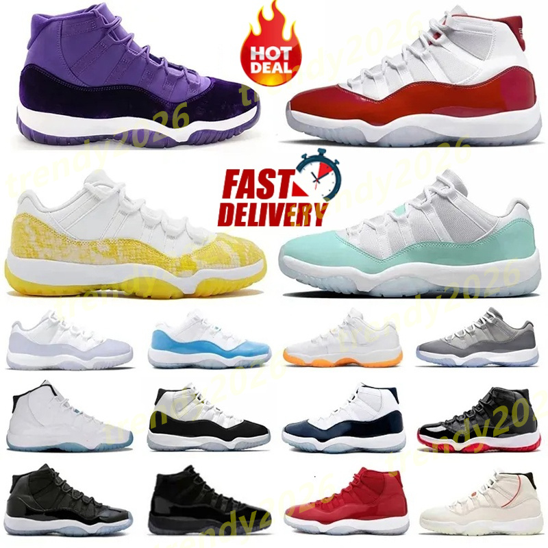 Designer Basketball Shoes 11 11s With Box Men Sport Sneak Grand Finale Sail Igloo Purple Rain Cherry Cool Grey Bred Red Midnight Navy Gamma Blue Womens