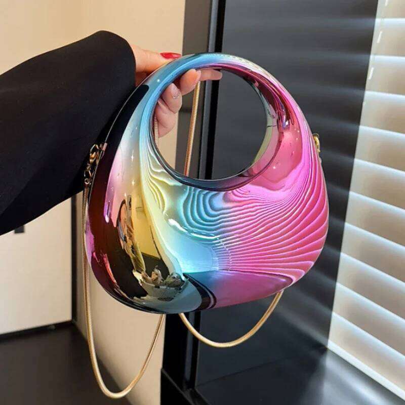 2026 Luxury Designer Evening Clutch Clear Acrylic Women Handbags Fashion Shoulder Bag Half Moon Wedding Purses Party Tote Ladies