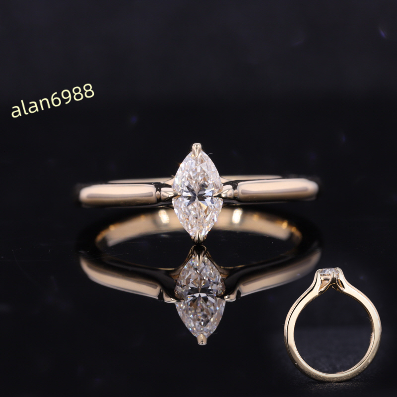 Starsgem 10k 14k 18k White/yellow/rose Gold Marquise Cut Moissanite Wedding Ring