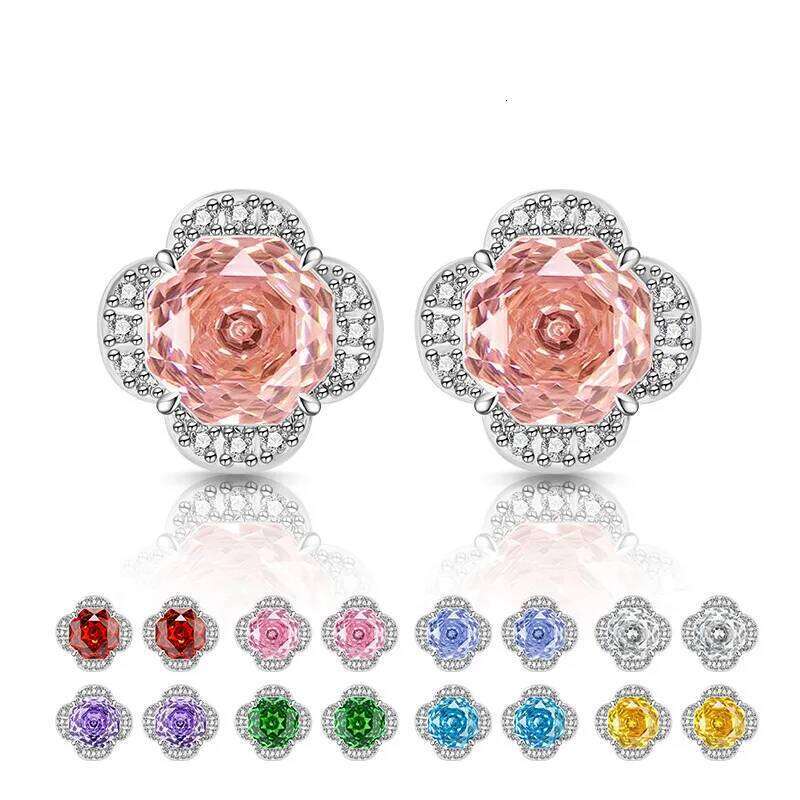 925 Sterling Silver Four-leaf Clover Diamond Earrings Ladies Fashionable Simple Birthday Party Anniversary Jewelry Gift