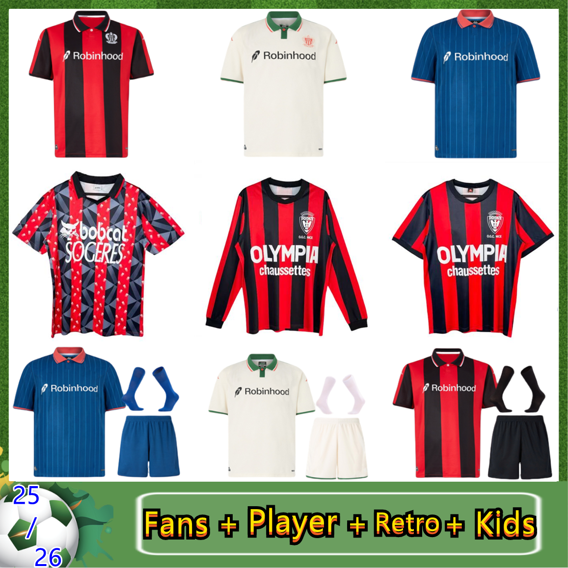 4XL 2025 2026 Maillot FC soccer jerseys BOGA AND MOUKOKO S. DIOP OGC Nice T. MOFFI KAMARA CHO NDOMBELE ROSARIO DANTE retro 77 78 football shirts Kids kit