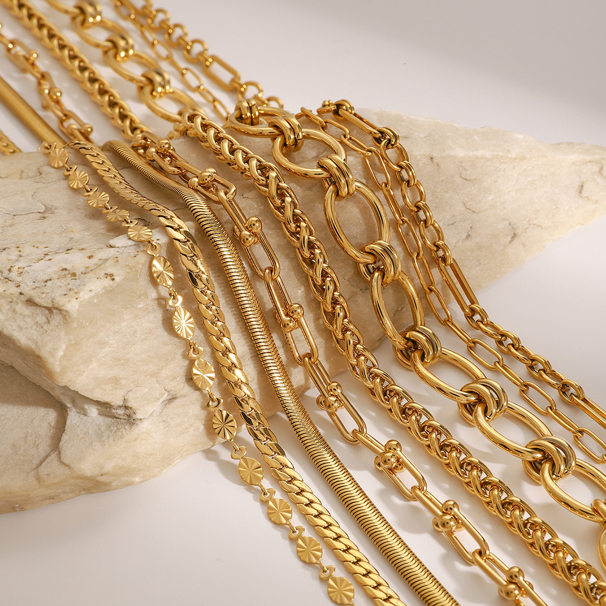 European and American Style Stainless gold High-end Cuban Clavicle Chain Titanium Steel Jewelry Cross-border Necklace