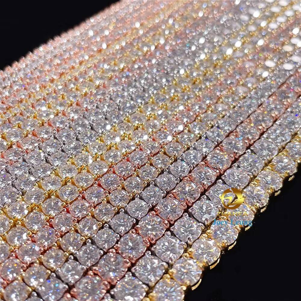 Large Stocks Drop Shipping Hip Hop Jewelry Solid 925 Sterling Silver 2MM to 65MM VVS Moissanite Diamond Tennis Chain Necklace