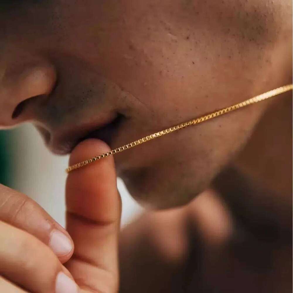 925 Sterling Silver Gold-Plated 1mm Width Box Chain Necklace Fashion Basic Choker for Women Jewelry Gift