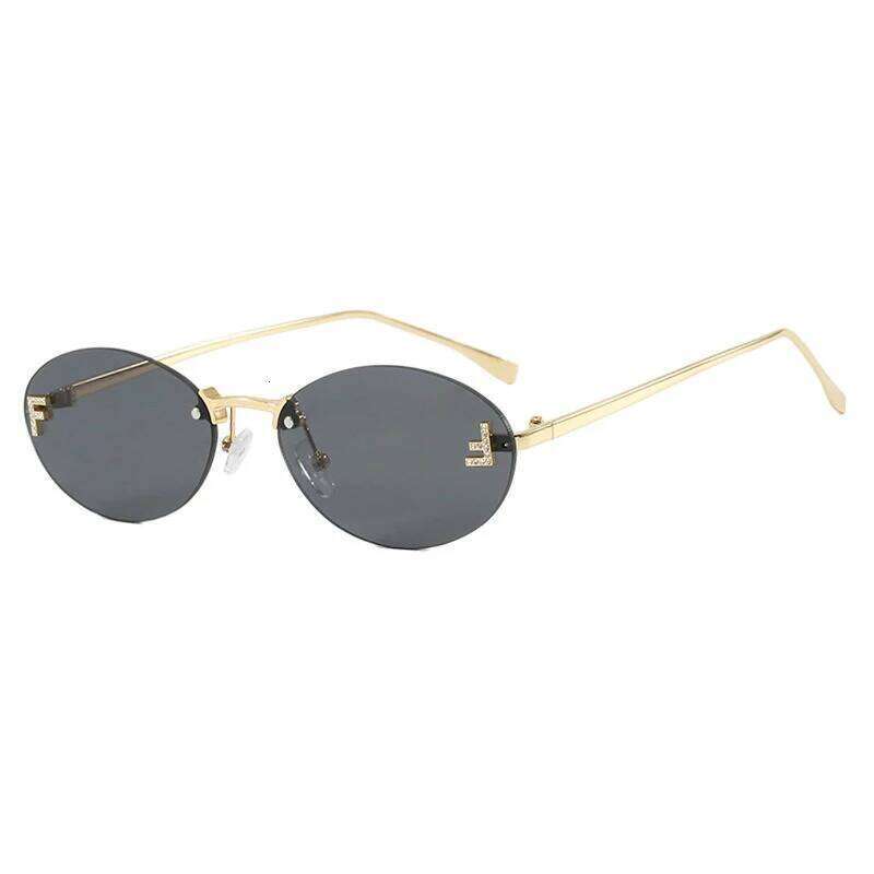 Rimless Retro Oval Sunglasses Cat Eye Sun Glasses Frameless F Letter UV400 Punk Sunglass Men Shade Driving Eyewear Gafas De Sol XJ260105