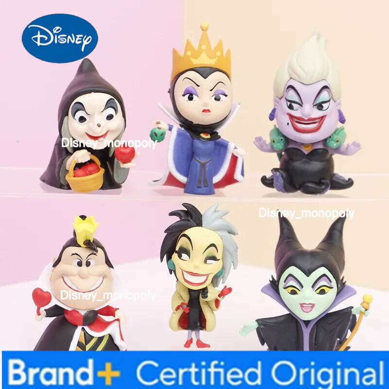 Disney 6pcs/Set Anime Villain Queen Cruella Maleficent Evil Witch Action Figure Collection Model Doll Toys Kids Birthday Gift H260105 H260105