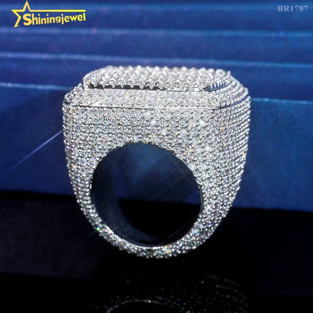 Luxury Style Ready to Ship Lab Diamond Jewelry Custom Ring Silver 925 Vvs Moissanite Iced Out Hip Hop Jewelry Mens Ring