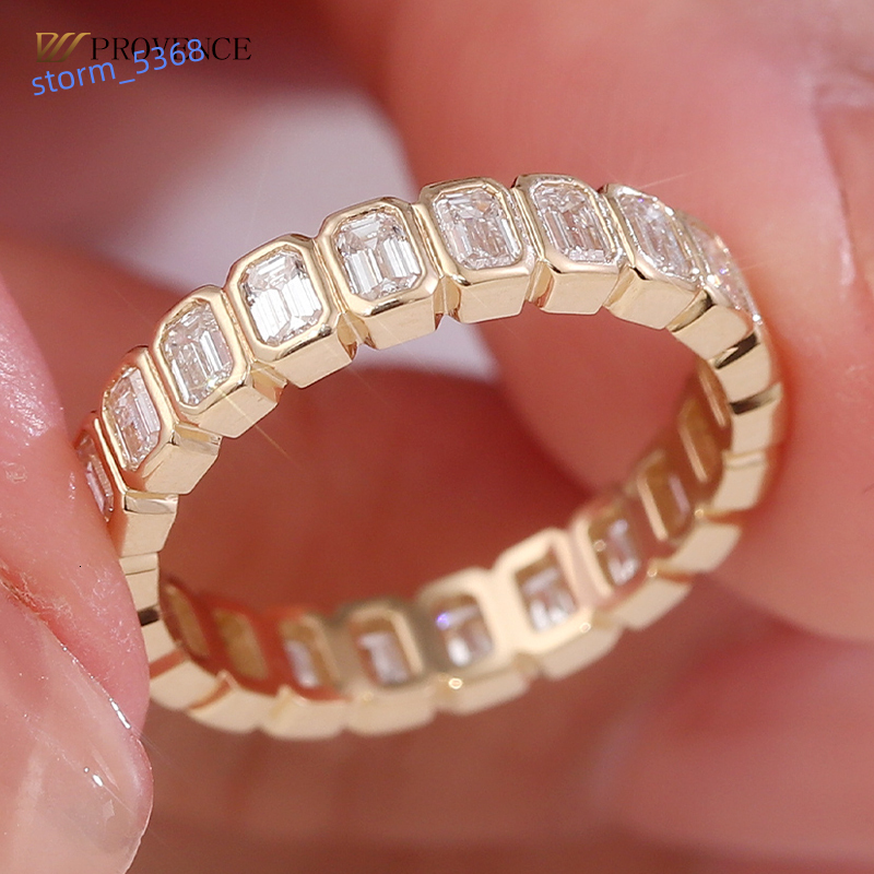 Classic 18K 14K 10K Solid Yellow Gold Emerald Cut DEF VVS Lab Grown Diamond Fine Jewelry Rings High Jewelry Wedding Rings Couple