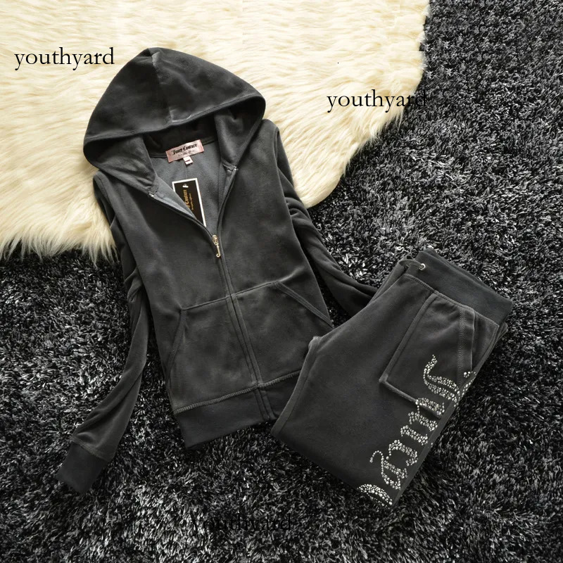 Juicy Tracksuit 2 Pieces Set Womens Juicy Cotoure Tracksuit Woman Velvet Ladies Tracksuit Decoration Hoodies And Pants Juicy Coutures Tracksuit Set Wome Fad