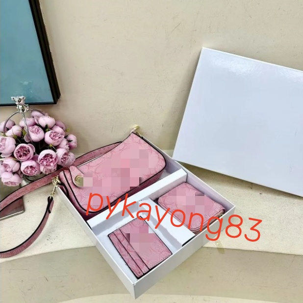 Designer (bag + wallet + card case) Cherry bag Wallets Underarm Bag Combination Set Print Embossed Classic Crossbody Bag Totes Shoulder Bags Valentines Day Gift 10A08