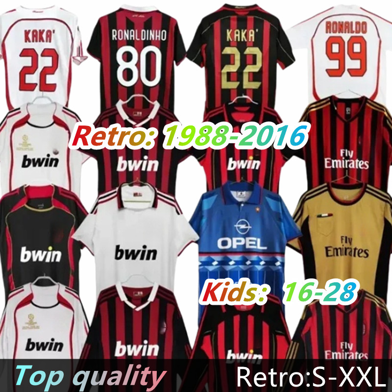 2006 2007 Retro soccer jerseys kit 02 03 04 05 06 07 09 10 11 12 13 14 AC Maldini Van Basten KAKA PIRLO RONALDINHO BAGGIO football shirts Football jerseys