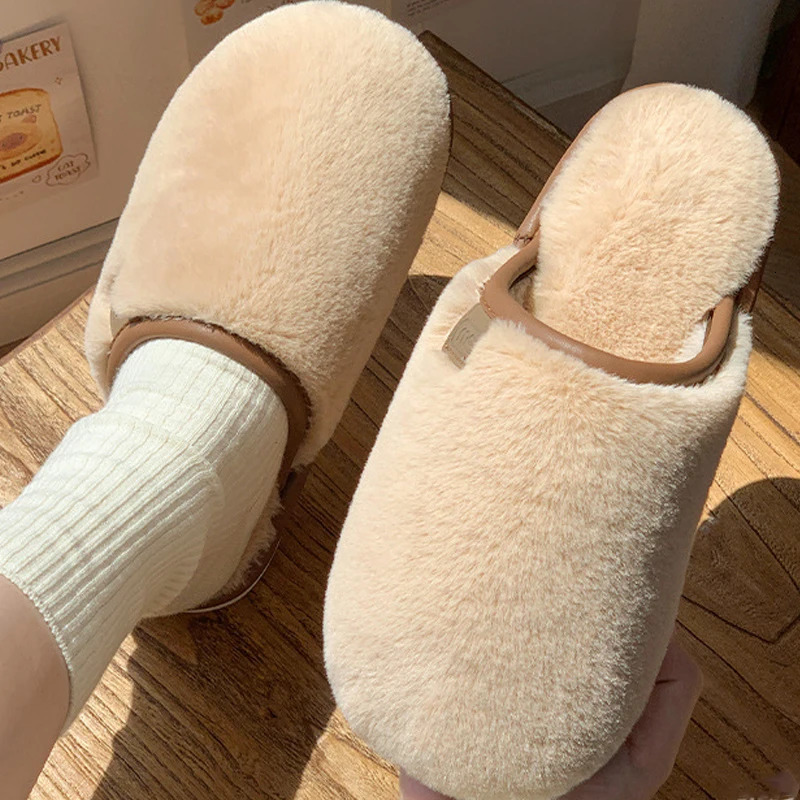 Asgard Womens Winter Fur House Slippers Fuzzy Couple Bedroom Flat Slides Soft Sole Plush Fluffy Shoes 260104