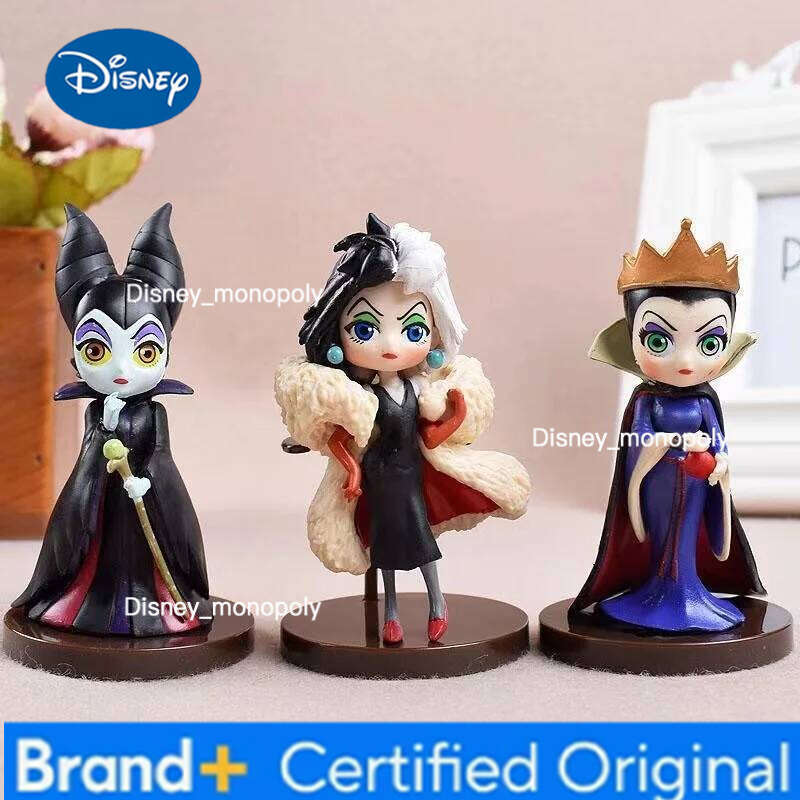 Disney 3pcs/Set Q Posket Petit Villains Set Descendants 2 Maleficent Cruella de Vil Queen Action Figure Gift Toys for Children H260105 H260105