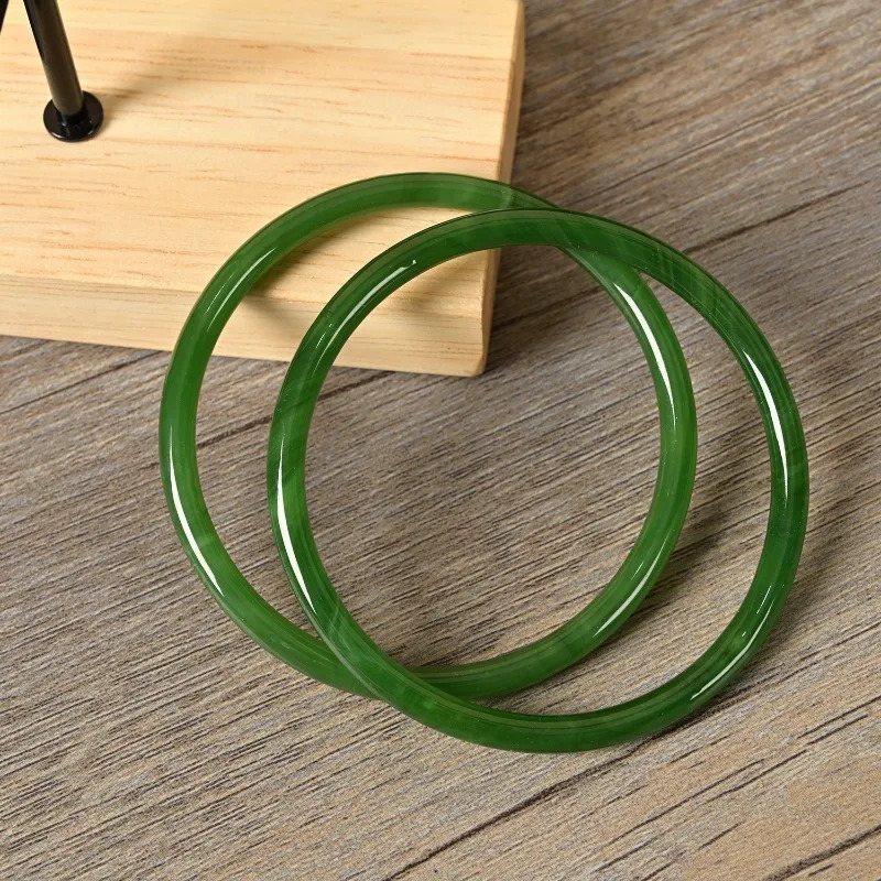 Natural Jade Solid Color Thin Bangles Retro Simple Glass Bracelet woman Fashion Womens Casual China Jewelry Gifts 260104 - view 5