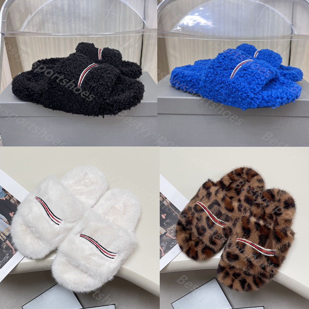 Luxury Slides Paris Designer Men Women Slippers Ladies Winter Fur Fluffy Furry Warm Letters Sandals Comfortable Fuzzy Girl Flip Flop Slipper 35-45