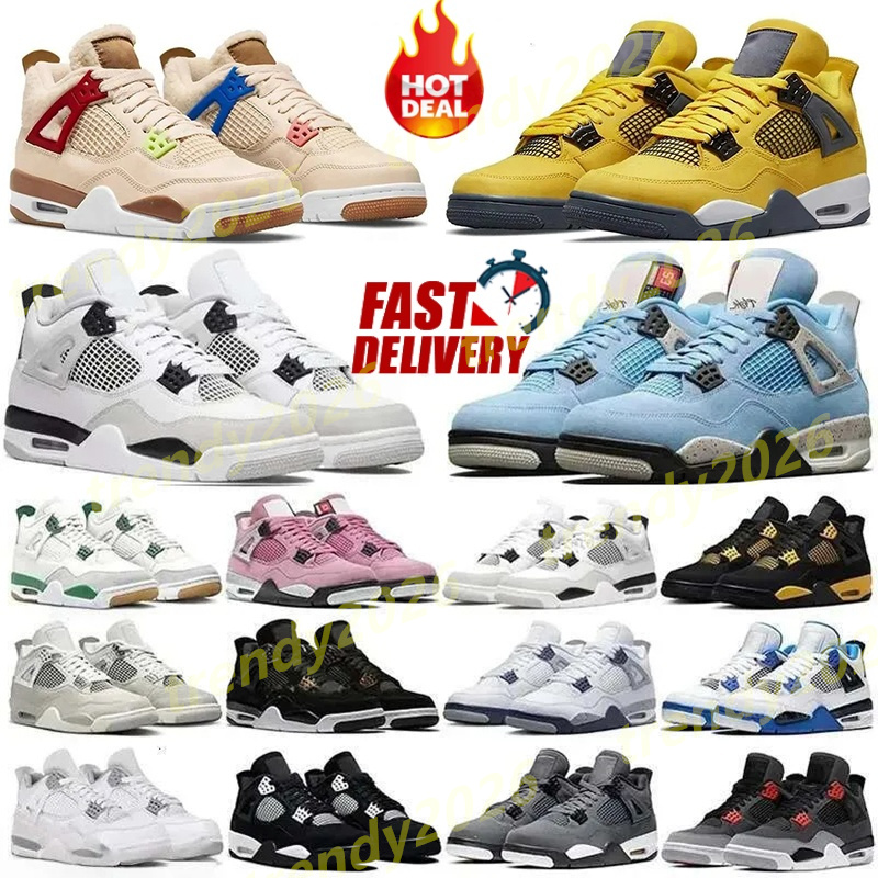 Basketball 4 Shoes Black Cats Military Blue Red Cement Thunder Vivid Sulfur Pine Green Midnight Navy Orchid Lighing Craft Medium Olive Seafoam mens womens