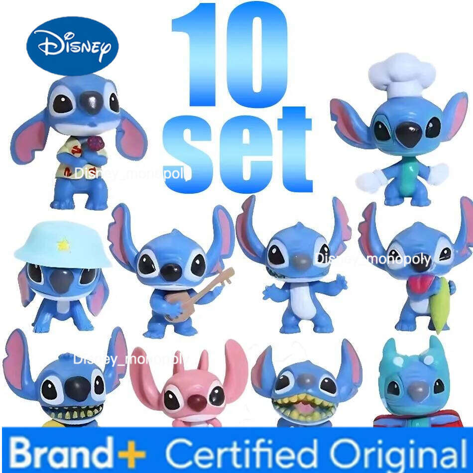 Disney Stitch Figure Toy Set Cartoon Mini Doll Models Cake Decoration Accessories PVC Anime Angel Table Ornaments Kids Birthday Gifts H260105 H260105