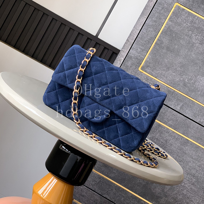 Mirror quality Mini Classic Handbag Designer Flap bag Chain bag Luxury Suede Calfskin Leather Shoulder Bag Crossbody bags 20cm with Box 24C02L