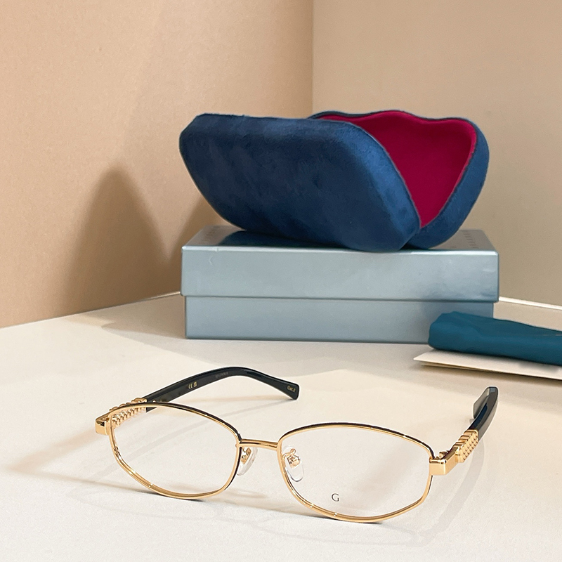 Designer reading glasses for Women GG 2311 Gold Metal Clear Lens Black Acetate Legs Glasses men trendy vintage Daily Outfit G Luxury Brand Prescription Glasses
