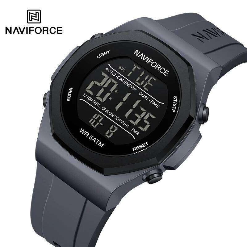 NAVIFORCE Creative Multifunction Wristwatches Silicone Strap LCD Display Electronic Watches for man Casual Wild Male Clocks 26N0105