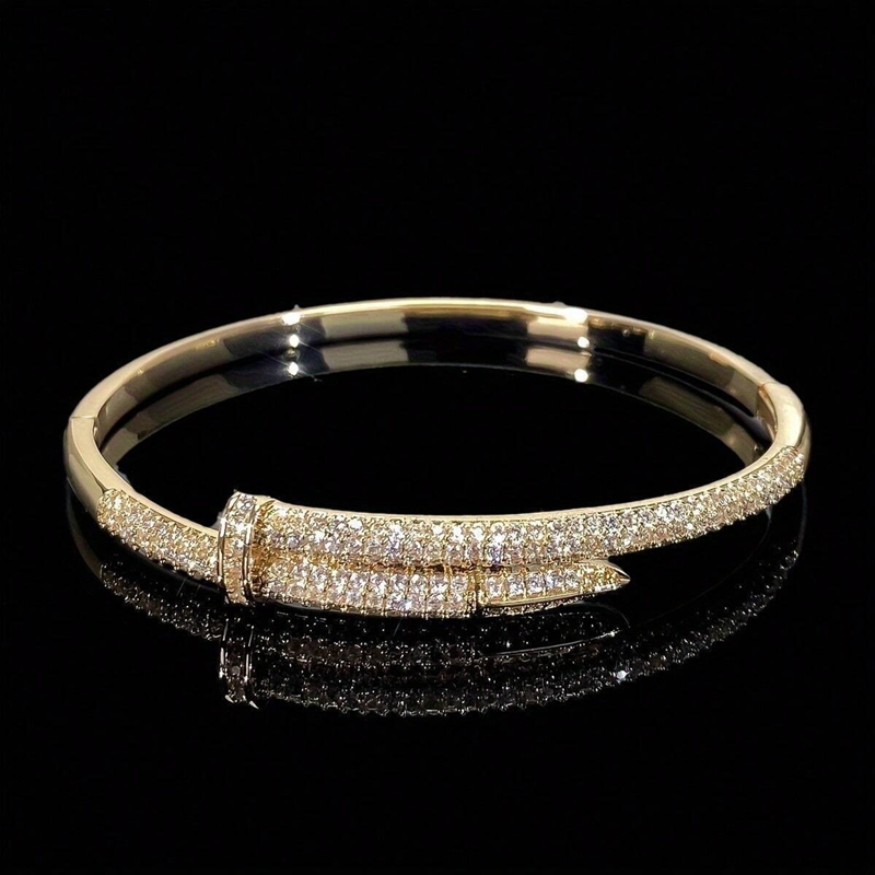 AAA Zircon Diamond Designer Bangle Cuff Bracelets Nail Cross Shape Gold Plated Trendy Versatile Jewelry Factory Price Wholesale - view 6