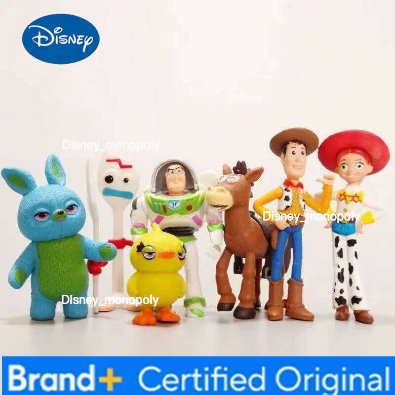 Disney 7Pcs/Set Story 4 Action Figures Toy Woody Jessie Buzz Lightyear Forky Pig Bear Figura Model Doll Figurine Boy Christmas Gift H260105 H260105