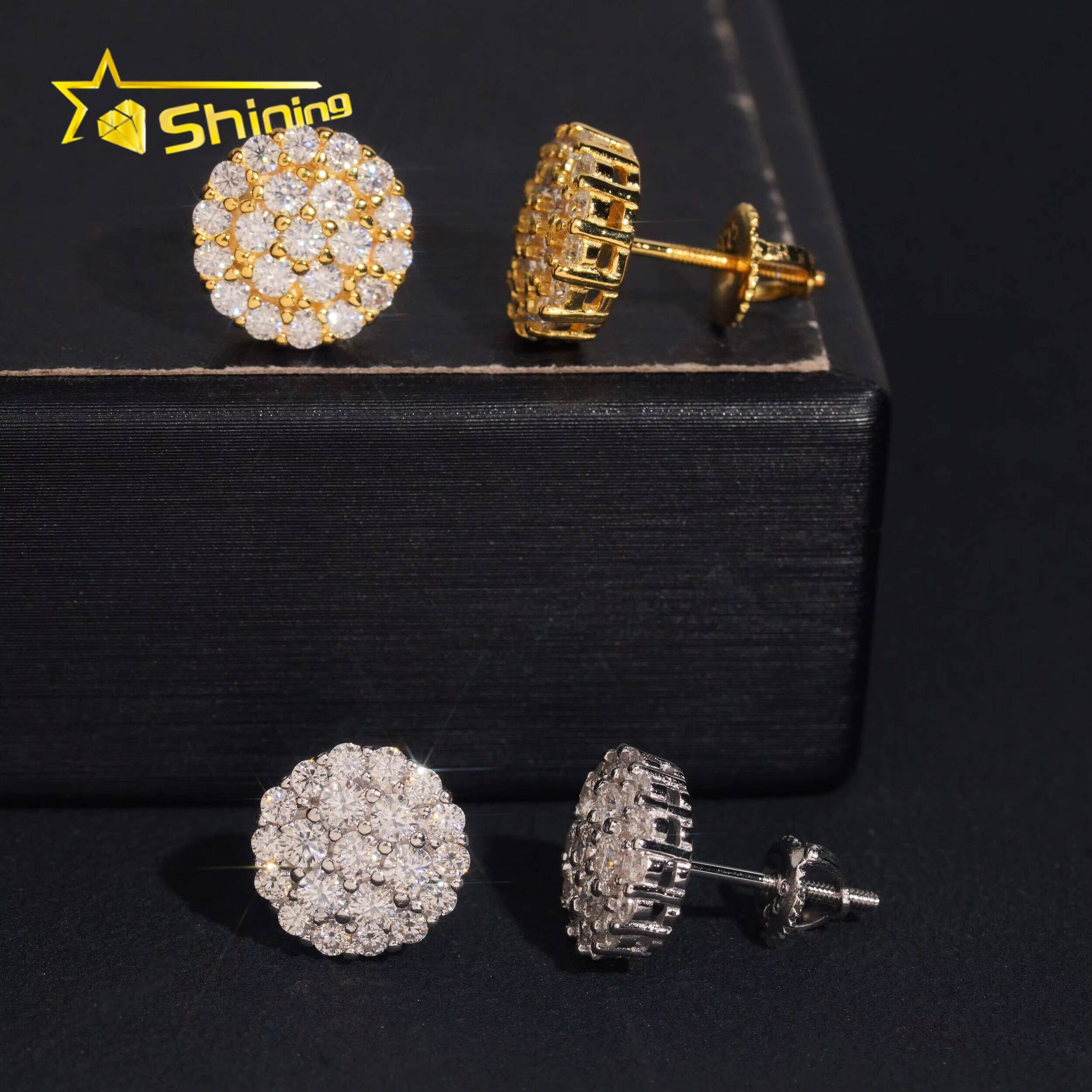 Wholesale Bulk 925 Sterling Silver Fashion Cute Earrings Small Stud Vvs Miossanite With Certificate Gold Plated