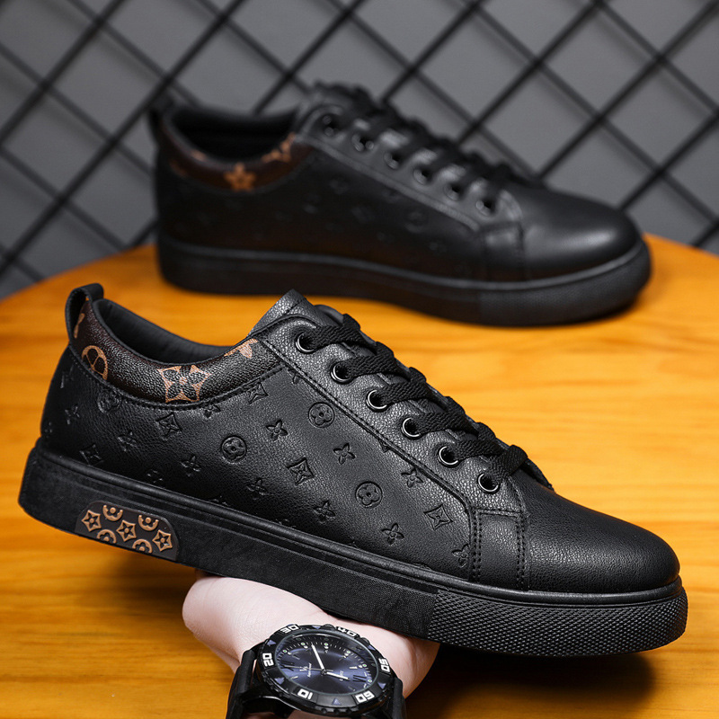 Free Shipping New Design Men's Light Luxury Versatile Sneakers Fashion Trend Round Toe Low Top Embossed Casual Shoes